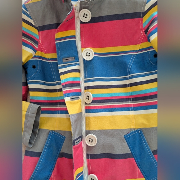 Boden Anya Waterproof Mac Striped Hooded Rain Coat - Picture 5 of 8